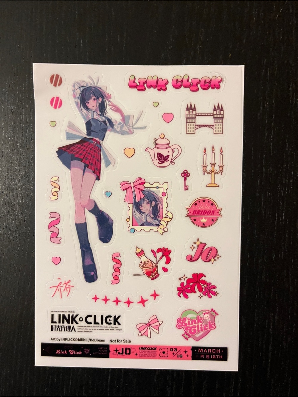 X11 SPACE Link Click Shiguang Dailiren Clear Phone Case Sticker Sheet Pink Cute